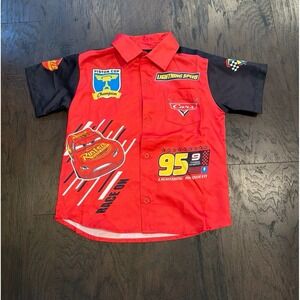 Disney Pixar Cars Lightning McQueen Toddler Boys Hawaiian Button Down Shirt